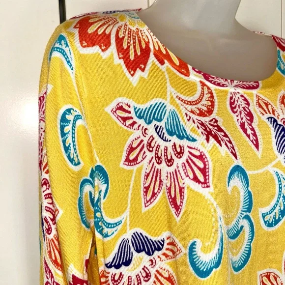 Joseph A lightweight sweater in a colorful yellow print XL - Picture 3 of 6